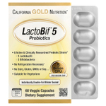 California Gold Nutrition, LactoBif® 5, пробиотики, 5 млрд КОЕ, 60 растительных капсул