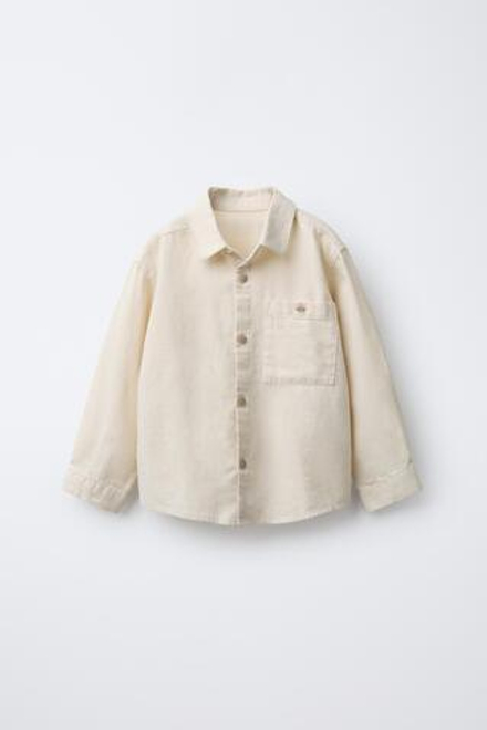 ZARA ОДНОТОННАЯ РУБАШКА WARM TOUCH, ЭКРЮ