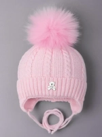 Шапка зимняя вязаная с помпоном для девочки