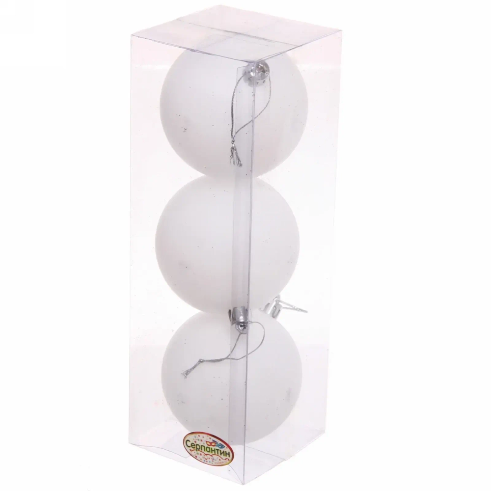 Новогодние шары 8 см (набор 3 шт) «Матовый», белый