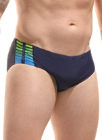 Мужские пляжные плавки с брендированной вставкой сбоку (Размер: M) (Цвет: синий)