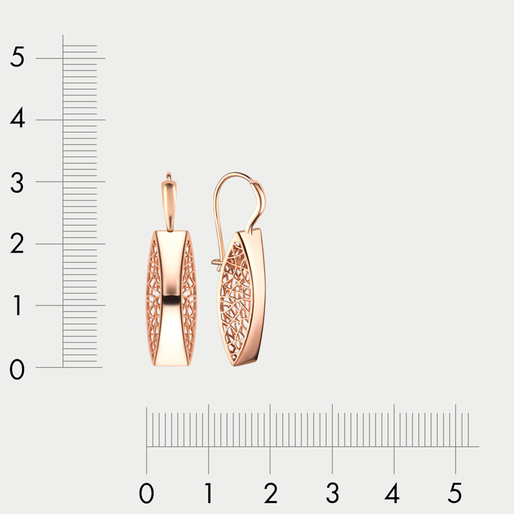 Длинные серьги для женщин из розового золота 585 пробы без вставок (арт. Сд3593)
