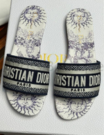 Шлепанцы Диор Dior Dway Slide с вышивкой Toile De Jouy Soleil