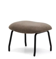 Belina Пуф для ног из светло-коричневой синели и стали с черной отделкой