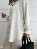 Летний костюм в пижамном стиле белый 3