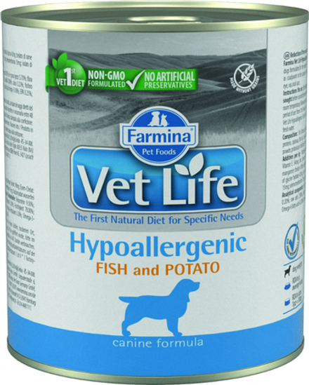 Вет Лайф паштет для собак гипо рыба с картофелем VET LIFE NATURAL DIET DOG HYPOALLERGENIC FISH & POTATO