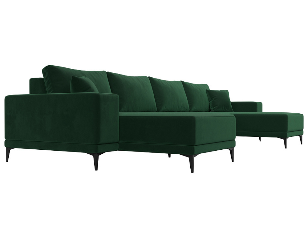 Диван П-образный Льюес, Зеленый, Велюр, 122411
