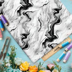 Ткань премиум шелк искусственный Армани серо-черные разводы