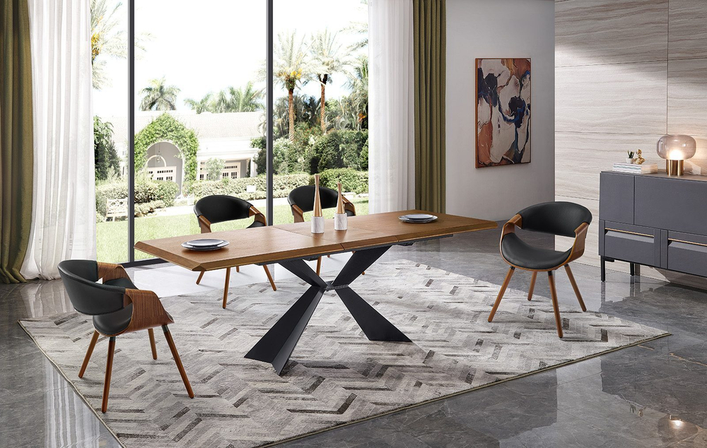 Стул JY1829 черный PU/орех