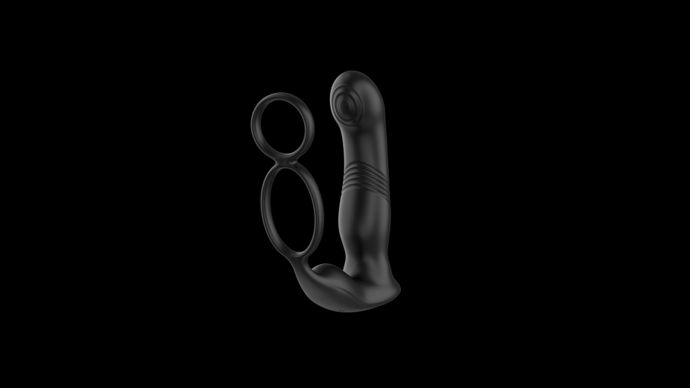 Черный вибромассажер простаты с эффектом фингеринга - 16 см. (Цвет: черный)