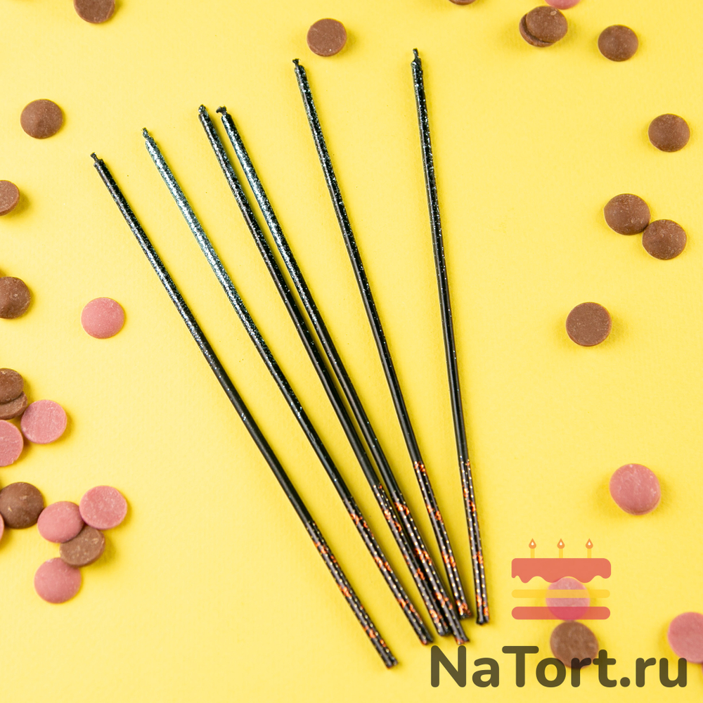 Набор свечей для торта «Полночь» (синие блестки, 17 см) 6 шт