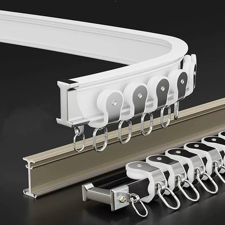 Карниз для штор изогнутый, алюминиевый, однорядный / двухрядный