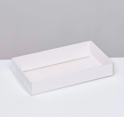 Кондитерская упаковка, белая с PVC крышкой, 18 х 10 х 3 см