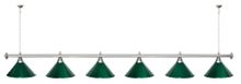 Лампа STARTBILLIARDS 6 пл. (плафоны зеленые,штанга голубая,фурнитура золото)