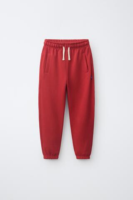 ZARA ОДНОТОННЫЕ БРЮКИ-ДЖОГГЕРЫ С НАШИВКОЙ, КРАСНЫЙ