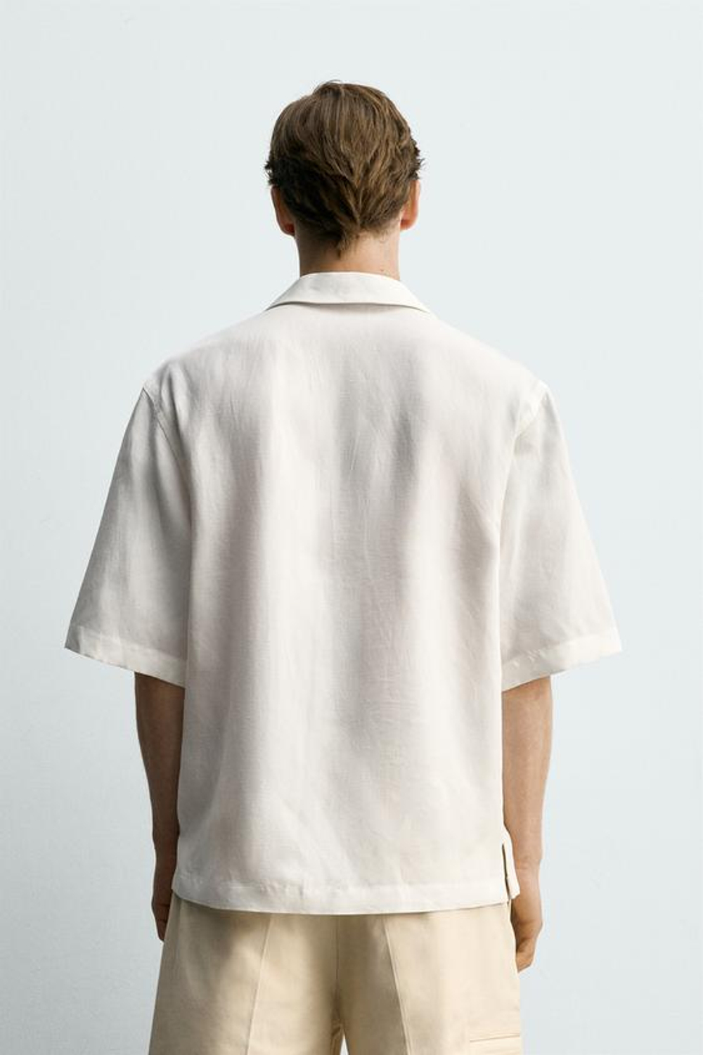 ZARA ПОЛО ИЗ ВИСКОЗЫ И ЛЬНА, БЕЛЫЙ