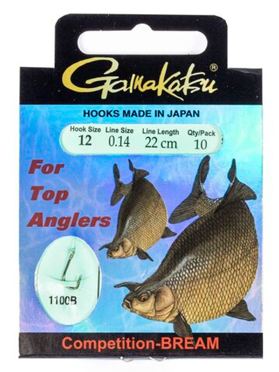 Крючки с поводком Gamakatsu Booklet BREAM COM 1100B размер 12/0, 14мм 22см (упк.10шт.)
