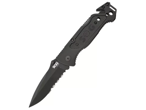 Нож складной SOG Escape Black, сталь 7Cr17MoV, рукоять алюминий, блистер (SOG-FF25-CP)