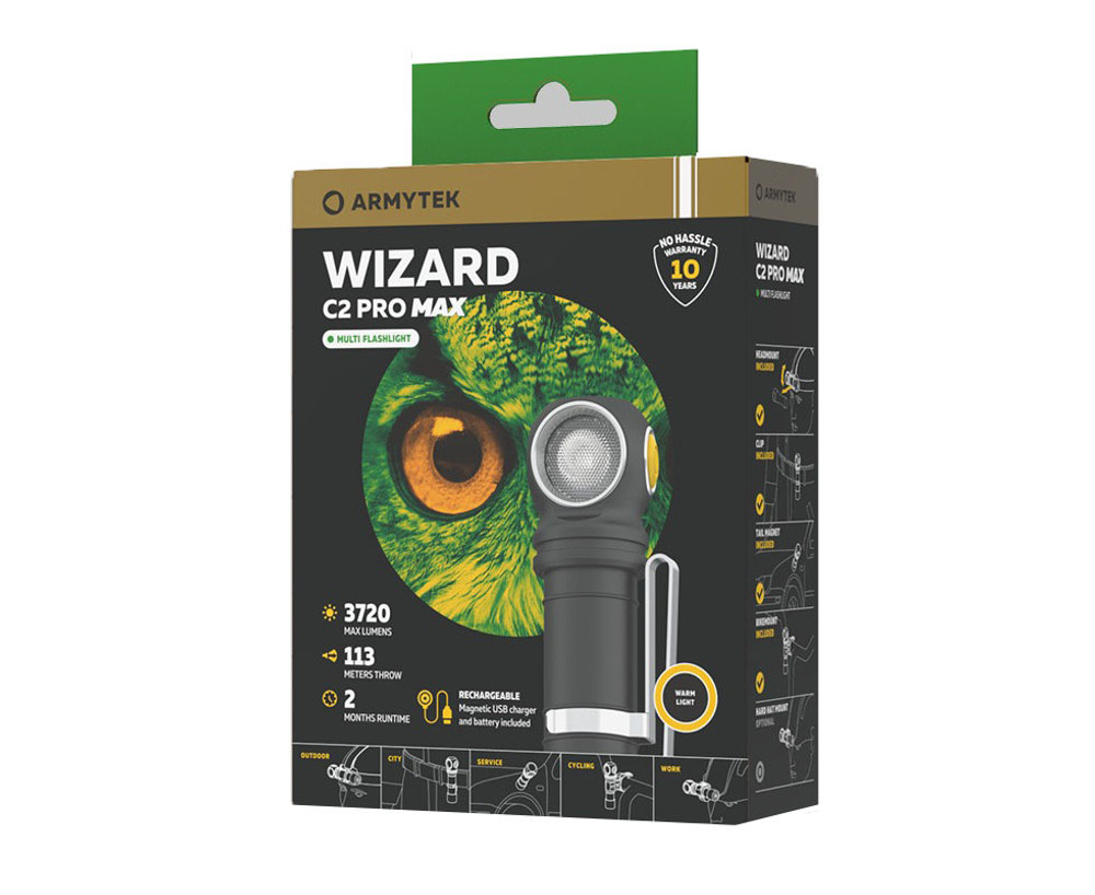 Мультифонарь светодиодный Armytek Wizard C2 Pro Max, 3720 лм, теплый свет, аккумулятор