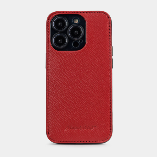 Чехол для iPhone 14 Pro из кожи сафьяно, красного цвета