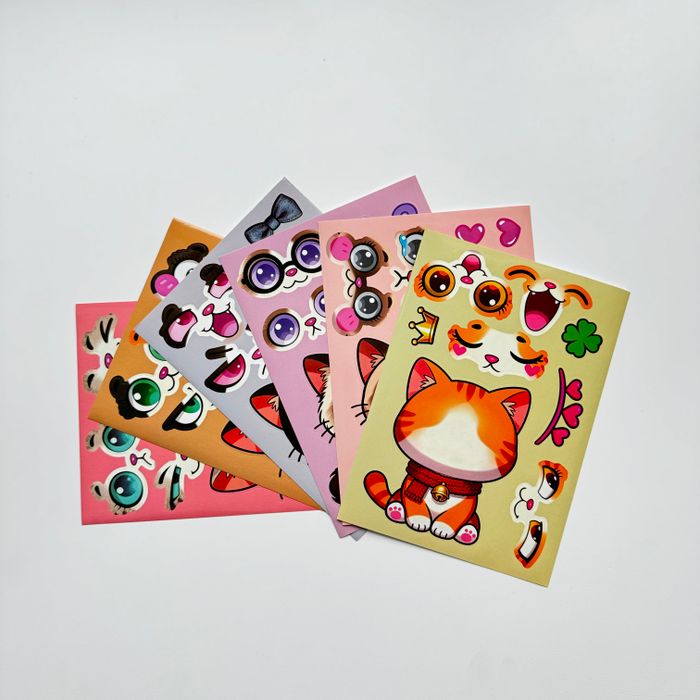 Наклейки котята 6 листов, 6 дизайнов 21×15 см, арт 03 010 - купить оптом в Москве