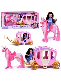 Игровой набор Карета с лошадью и куклой (631A)
