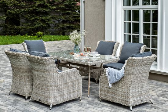 "Неаполь" обеденная группа плетеная из искусственного ротанга, цвет соломенный