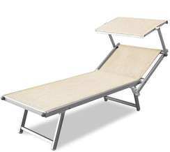 Шезлонг-лежак металлический 501 Relax, серебристый, слоновая кость