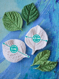 Молды силиконовые для лепки листьев Гортензии. Набор 4 вида. / универсальная форма для листьев гортензии, малины, ежевики, смородины и мяты