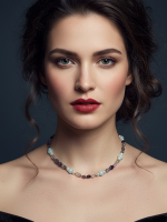 Комплект украшений авторский из натурального флюорита, агата и жемчуга "Весна". Колье и браслет