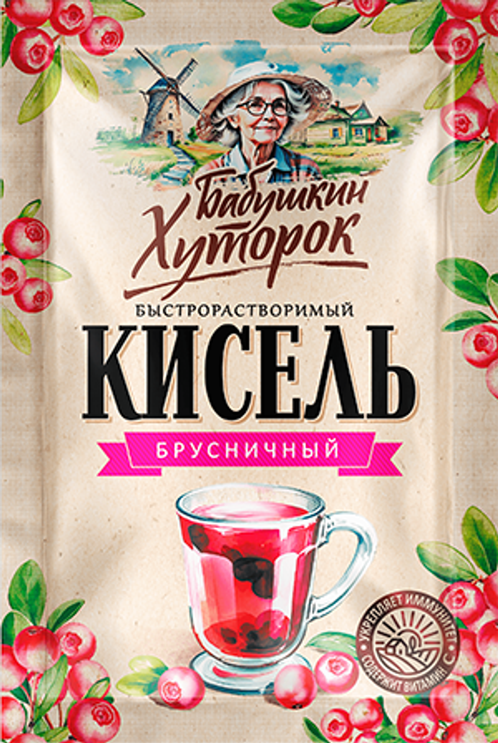 БАБУШКИН ХУТОРОК кисель (САШЕ) БРУСНИКА 30гр (1х50)