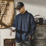 Jerenault 320g полосатая рубашка в полоску для мужчин с длинными рукавами весной и осенью толстая американская повседневная свободная древняя рубашка