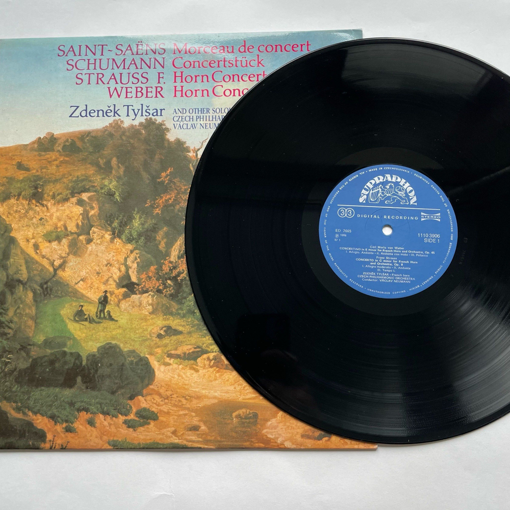 Винтажная виниловая пластинка LP Сборник Классческой Музыки Camille Saint Saens, Robert Schumann, Franz Strauss Morceau De Concert (Чехословакия 1977)