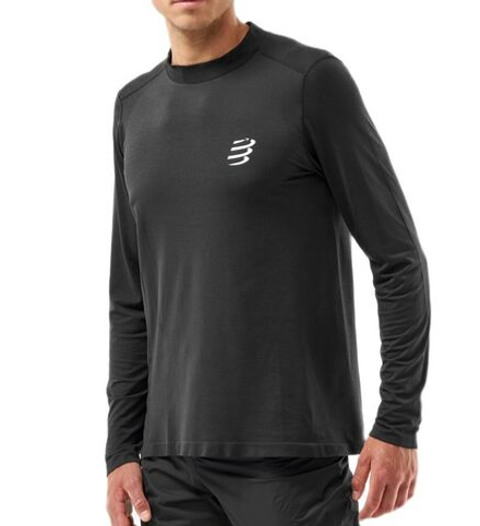 Мужская теннисная футболка с длинным рукавом Compressport Performance Long Sleeve - black