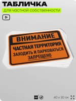 Табличка для частной территории "Внимание, частная территория", на дом, для участка, организаций, предупреждающая, 40х30 см, Silver Plane x Айдентика Технолоджи
