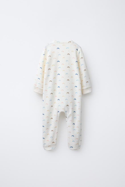 ZARA ВЕЛЮРОВЫЙ КОМБИНЕЗОН «РАДУГА», ЭКРЮ