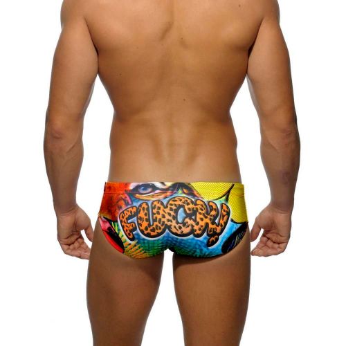 Мужские плавки брифы  пуш ап красные с принтом Addicted Pink Tiger