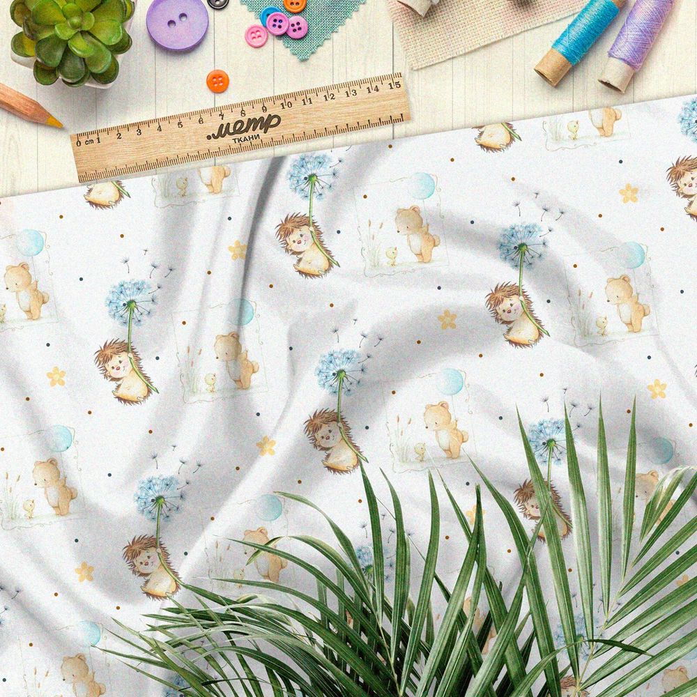 Ткань дюспо радостные ёжики и добрые мишки