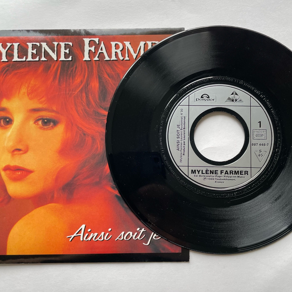 Винтажная виниловая пластинка LP Mylene Farmer Ainsi Soit Je (Франция 1988) 7 дюймов маленькая пластинка