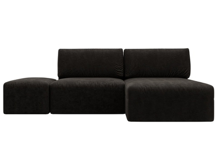 Диван угловой модульный с пуфом Лига-060 НПБ угол универсальный, BRUT 17 коричневый, Велюр, 129697