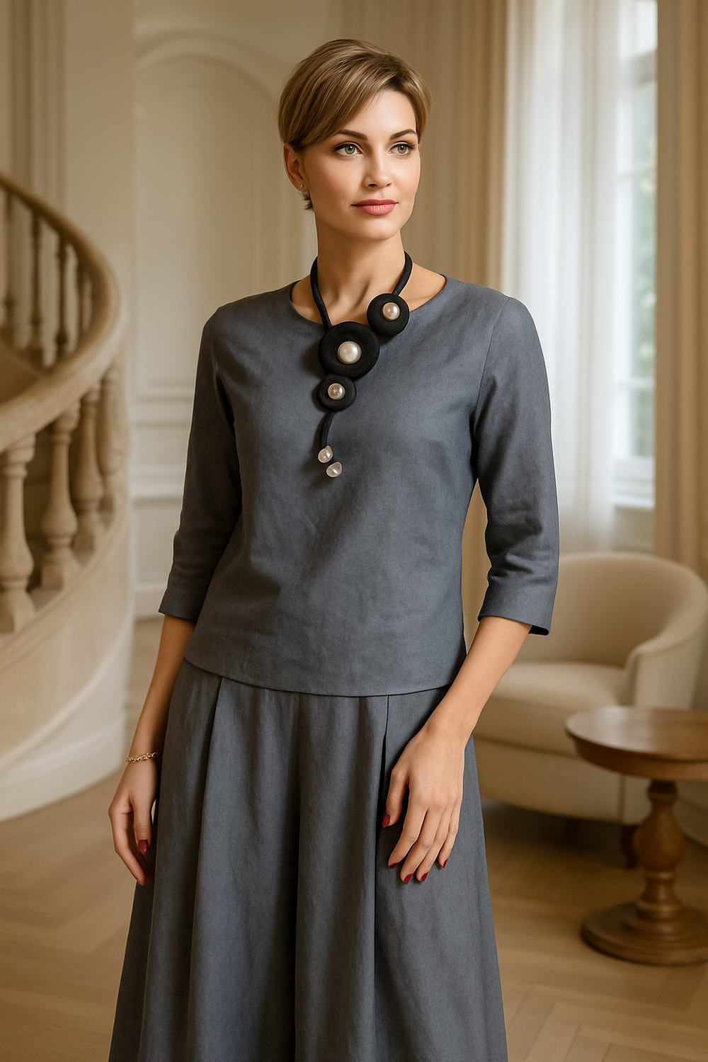 Костюм Allegra — пепельная лёгкость и свобода в каждом шаге
