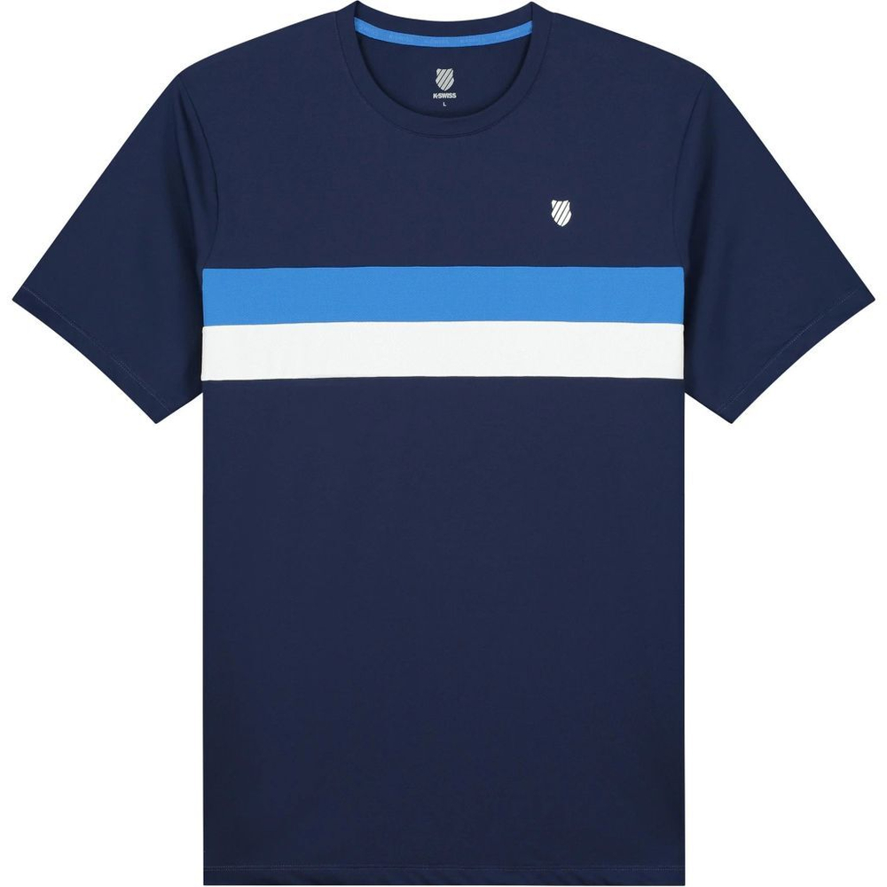 Футболка для мальчика теннисная K-Swiss Tac Core Team Stripe Crew B - небесный