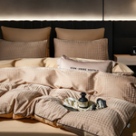 КПБ на резинке Сатин-Жаккард Тессоро MTR004, Евро, 4 наволочки, простынь 160*200*30