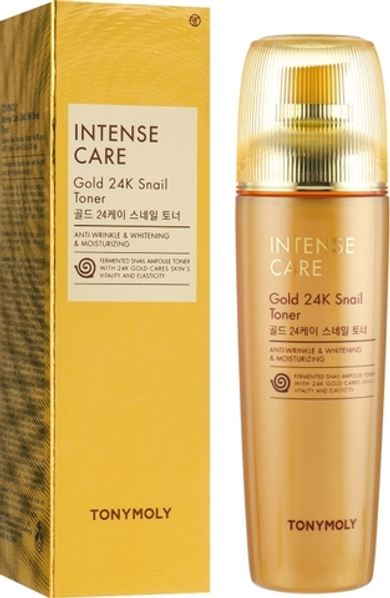 Tony Moly Тонер для лица с улиточным муцином и золотом - Intense care gold 24k snail toner, 140мл