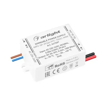 Блок питания 10W 20-39V 260mA IP65 ARPJ-SP-39260-PFC-TRIAC-MINI 047587 Arlight