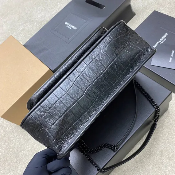 Кожаная сумка через плечо Saint Laurent Niki embossed с крокодиловым тиснением