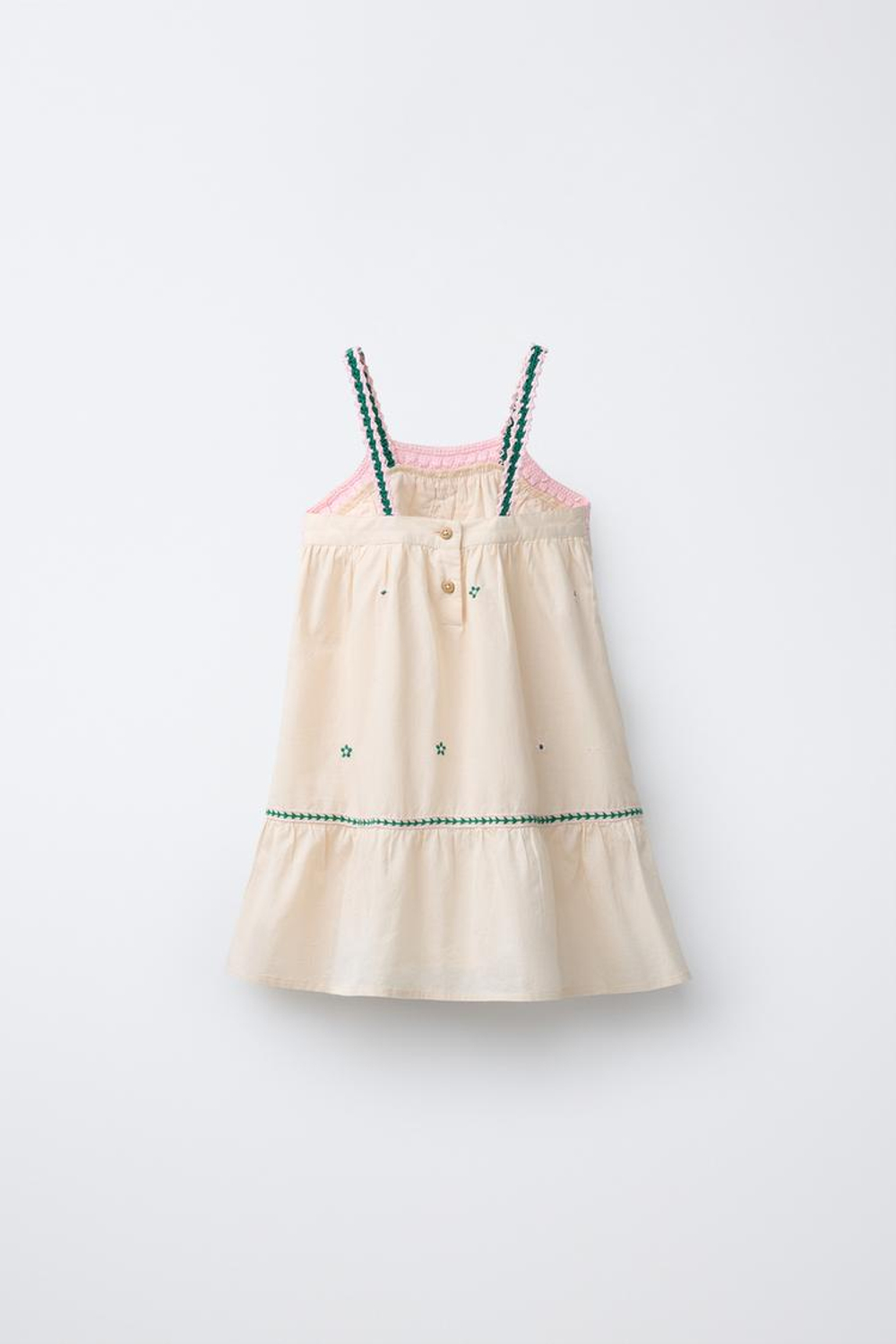 ZARA ПЛАТЬЕ С ВЫШИВКОЙ И ЦВЕТОЧНЫМ ПРИНТОМ, ЭКРЮ