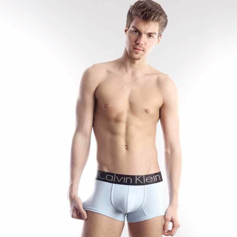 Мужские трусы боксеры светло-голубые с черной резинкой Calvin Klein Steel  Black Waistband CK02112 - купить по выгодной цене | 227771360 - ShopTrus