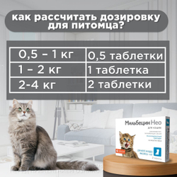 Таблетки от гельминтов для котят и кошек от 0,5-4кг со вкусом мяса МильбецинНео (Neoterica), 2т Празиквантел/ Мильбемицин