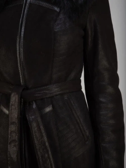 Дубленка женская натуральная с капюшоном длинная Турция